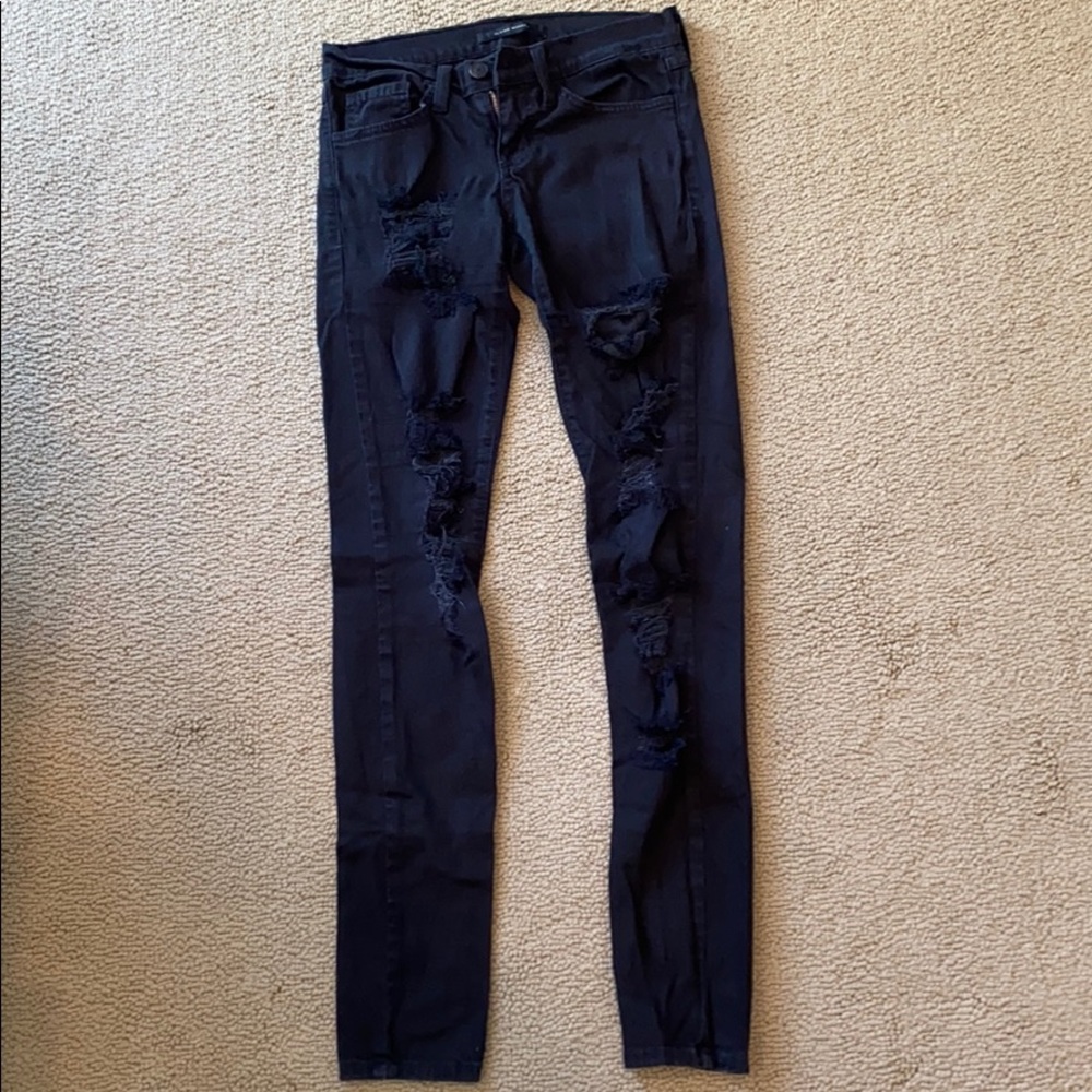 Black frayed soft denim Flying Monkey jeans